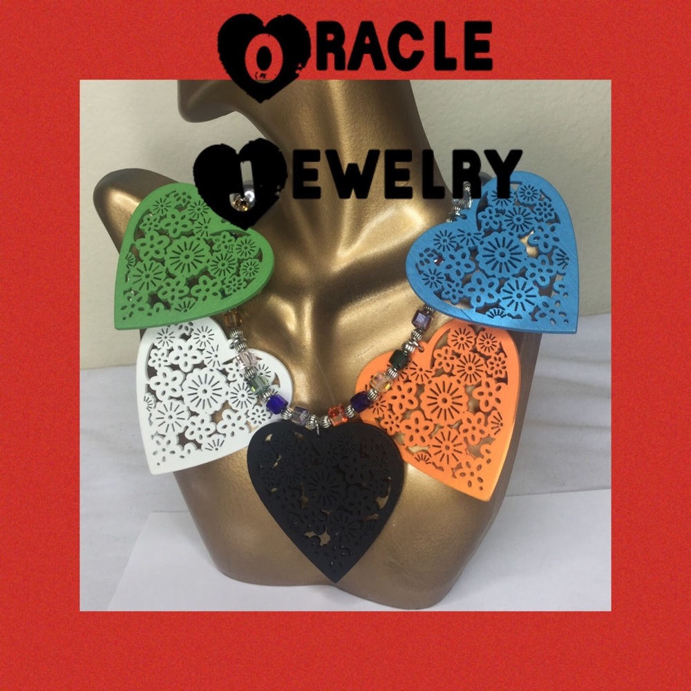 Heart shaped wooden necklace